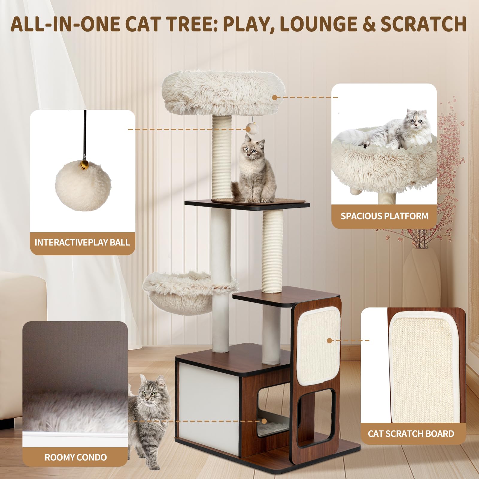 Amazon | 136cm猫タワーツリーpawalaya猫コンド家具活動センター猫の